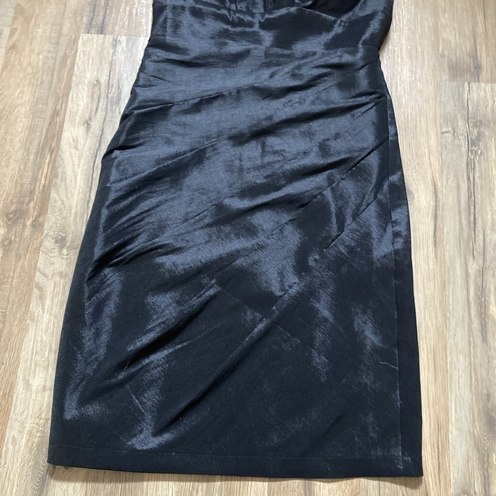 Dave & Johnny Black Dress Formal Cocktail Prom Wedding Short Size 1 / 2 Ruched - Picture 3 of 5